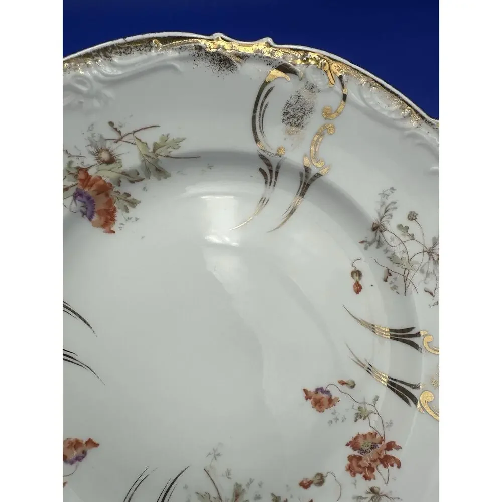 Vintage KPM Germany Porcelain‎ Cake Plate 428 Floral Gold Trim Handles 12”